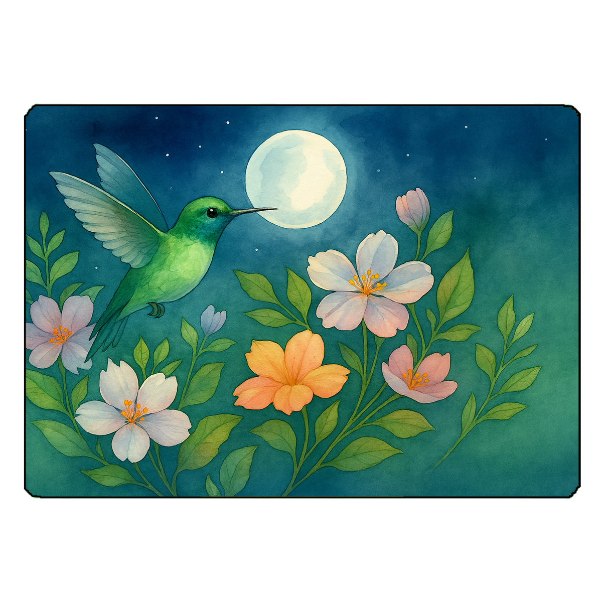 Planche � d�couper en verre � Colibri et clair de lune 28,5 � 2