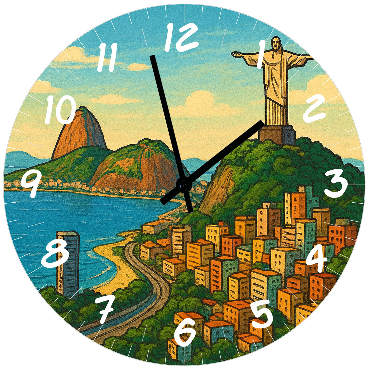 Horloge murale ronde  Rio de Janeiro   29 cm