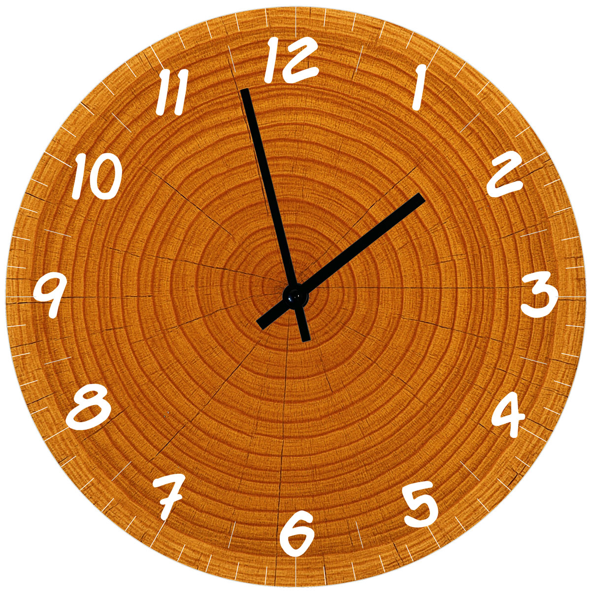 Horloge Ronde en Verre Tranche de Bois  29 cm