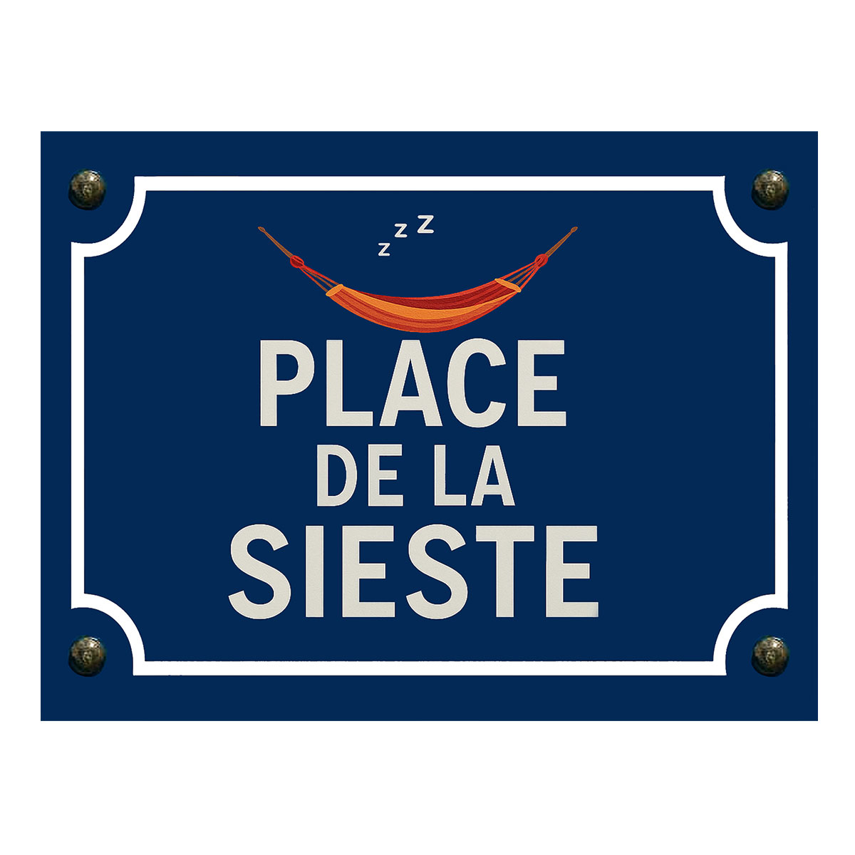 Plaque mtal place de la sieste  Hamac