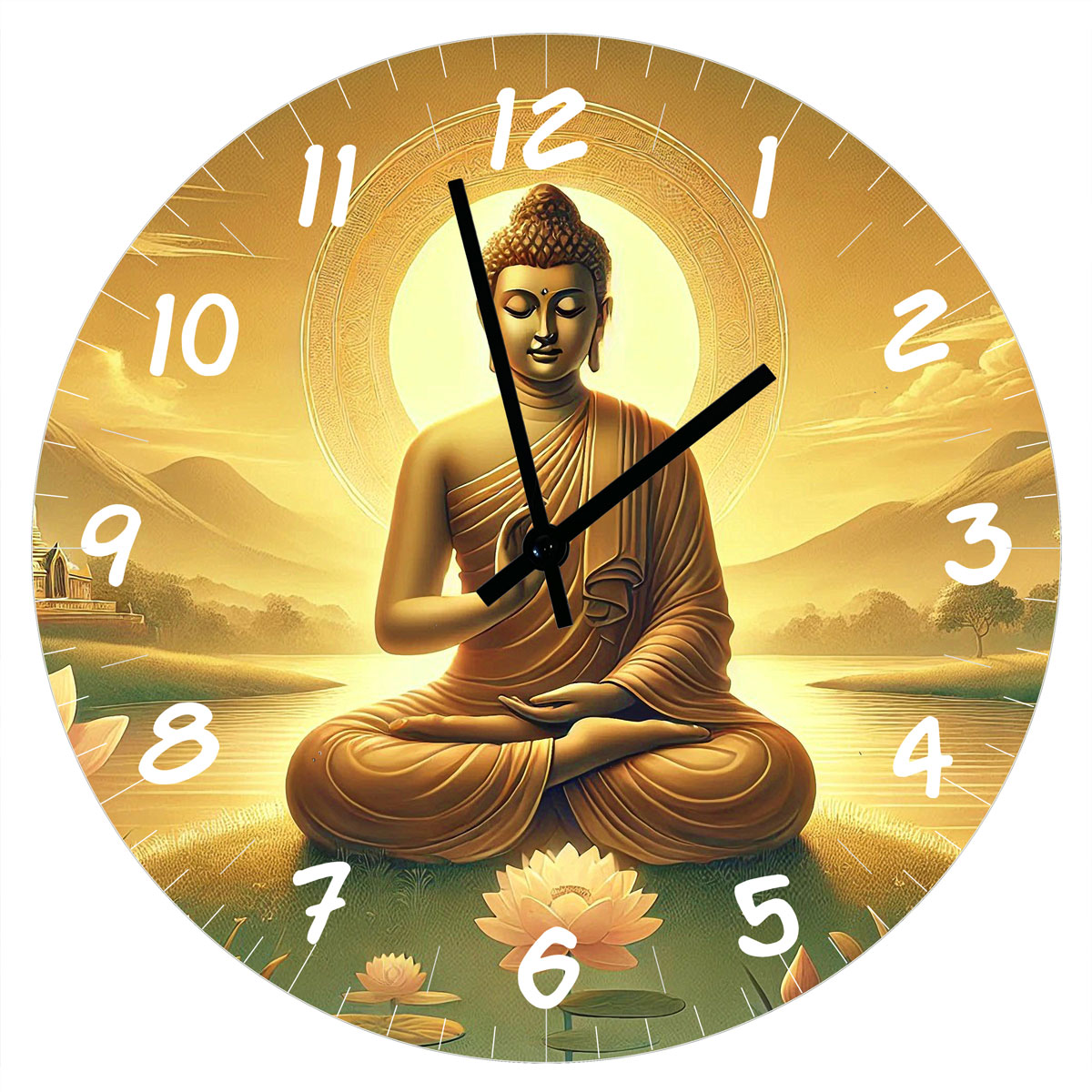 Horloge Ronde en verre sagesse de Bouddha CBKreation 29 cm