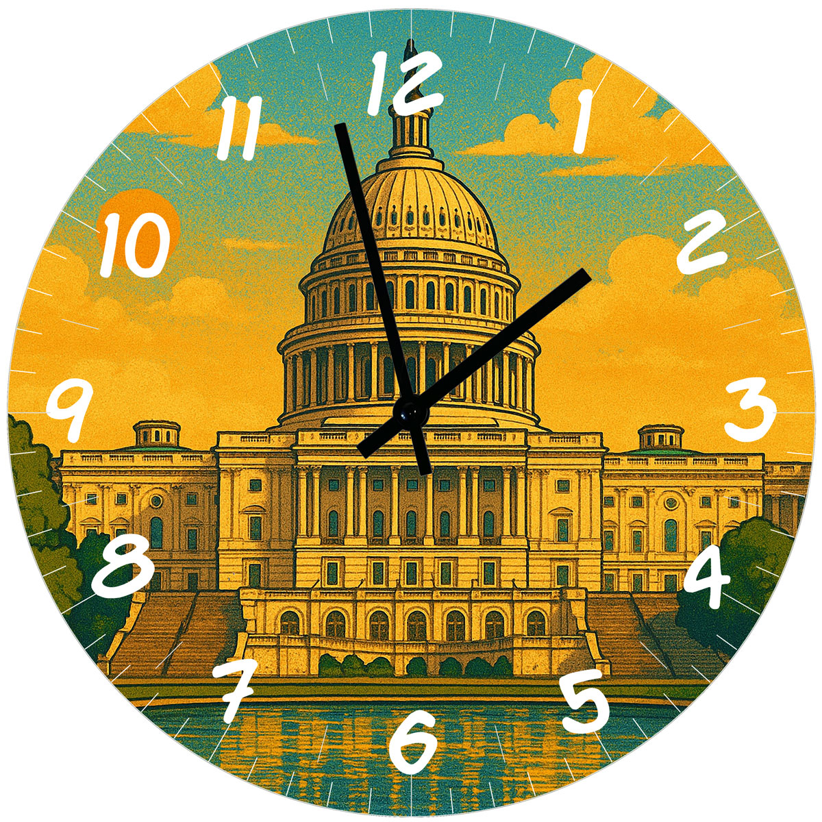 Horloge murale ronde  Washington Capitole   29 cm