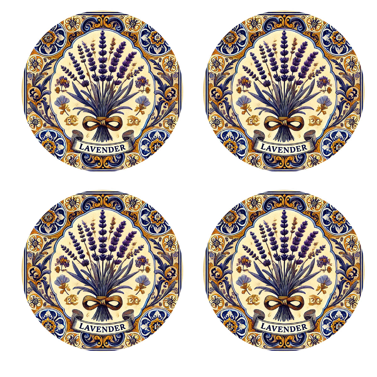 Set de 4 dessous de verres Lavande   9,5 cm