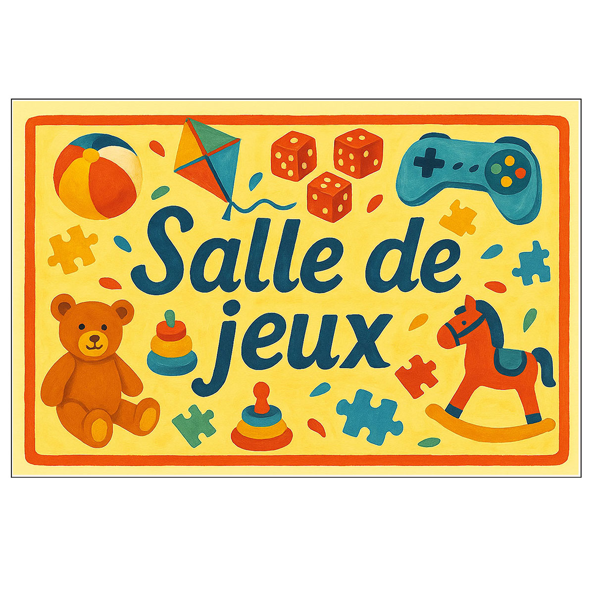 Plaque de Porte en Mtal Salle de Jeux