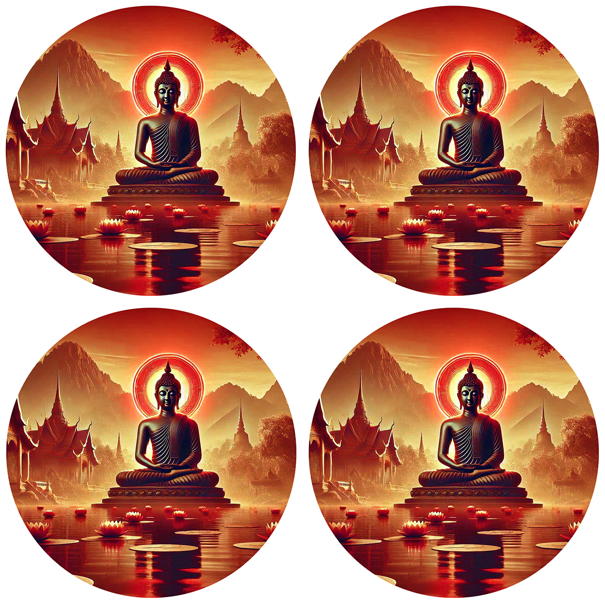 Dessous de verres rouges sagesses de bouddha by Cbkreation