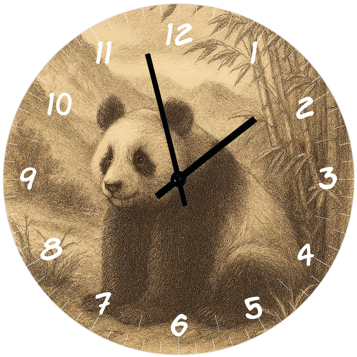Horloge dcorative panda en verre