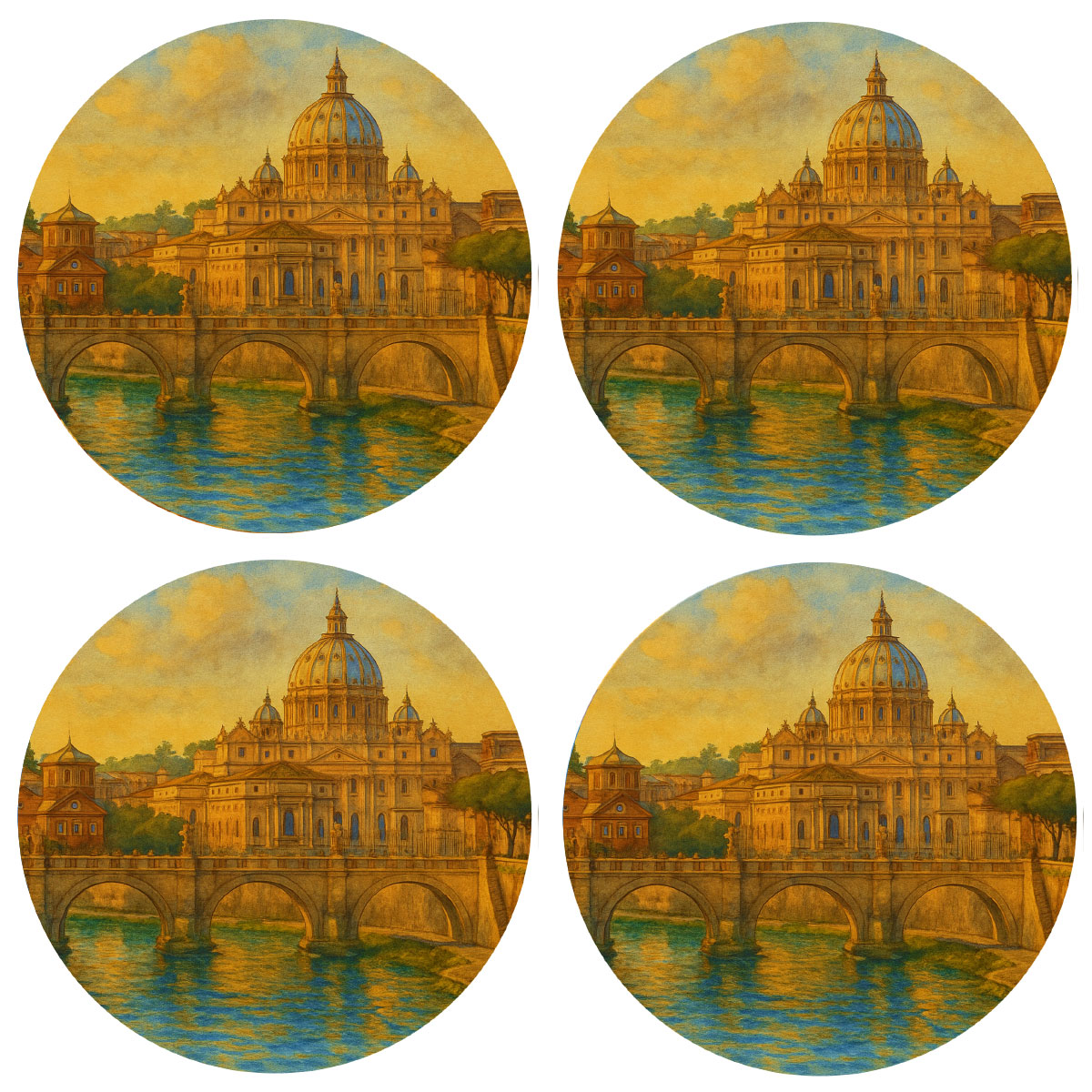 Set de 4 dessous de verres Rome  Basilique Saint-Pierre