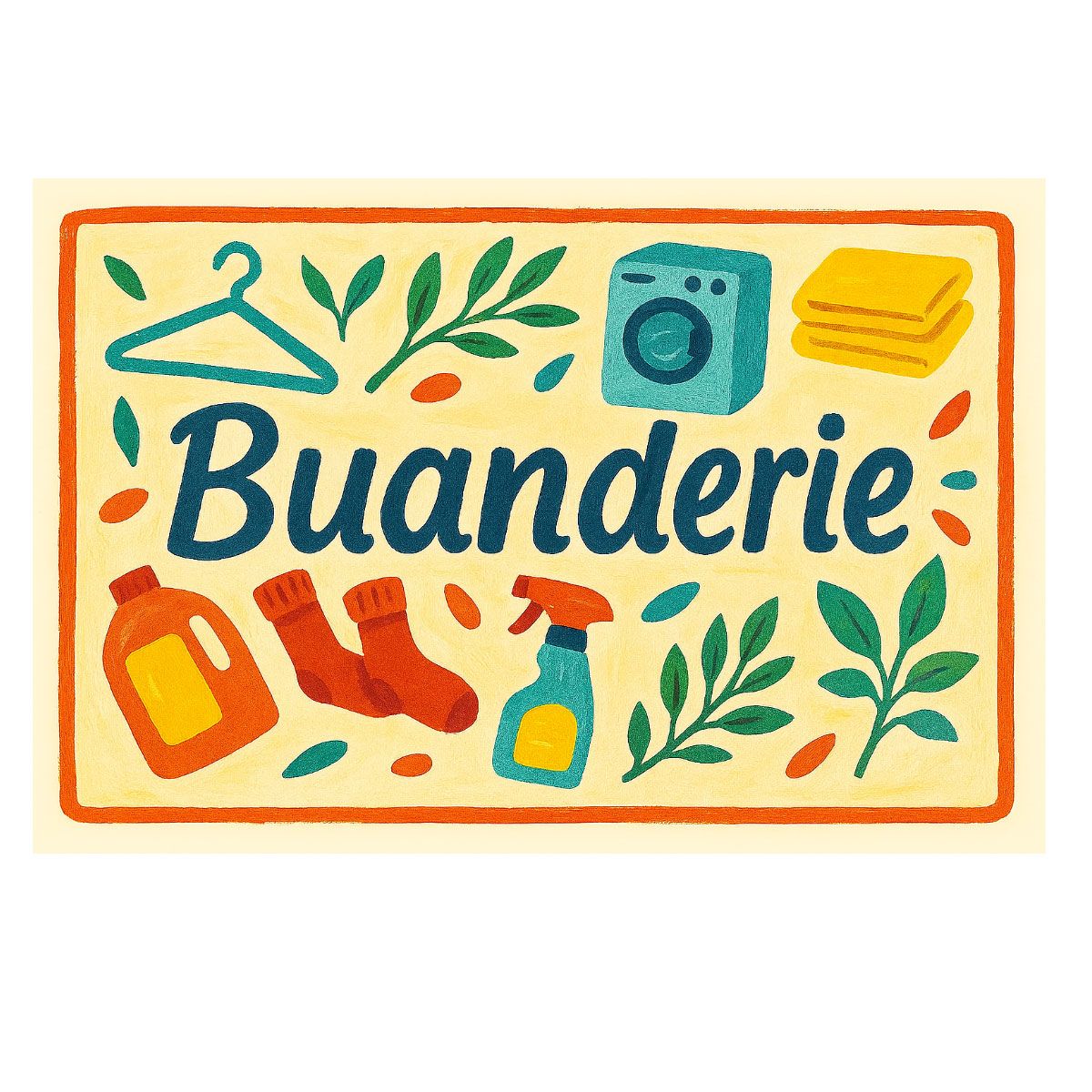 Plaque de Porte en Mtal  Buanderie