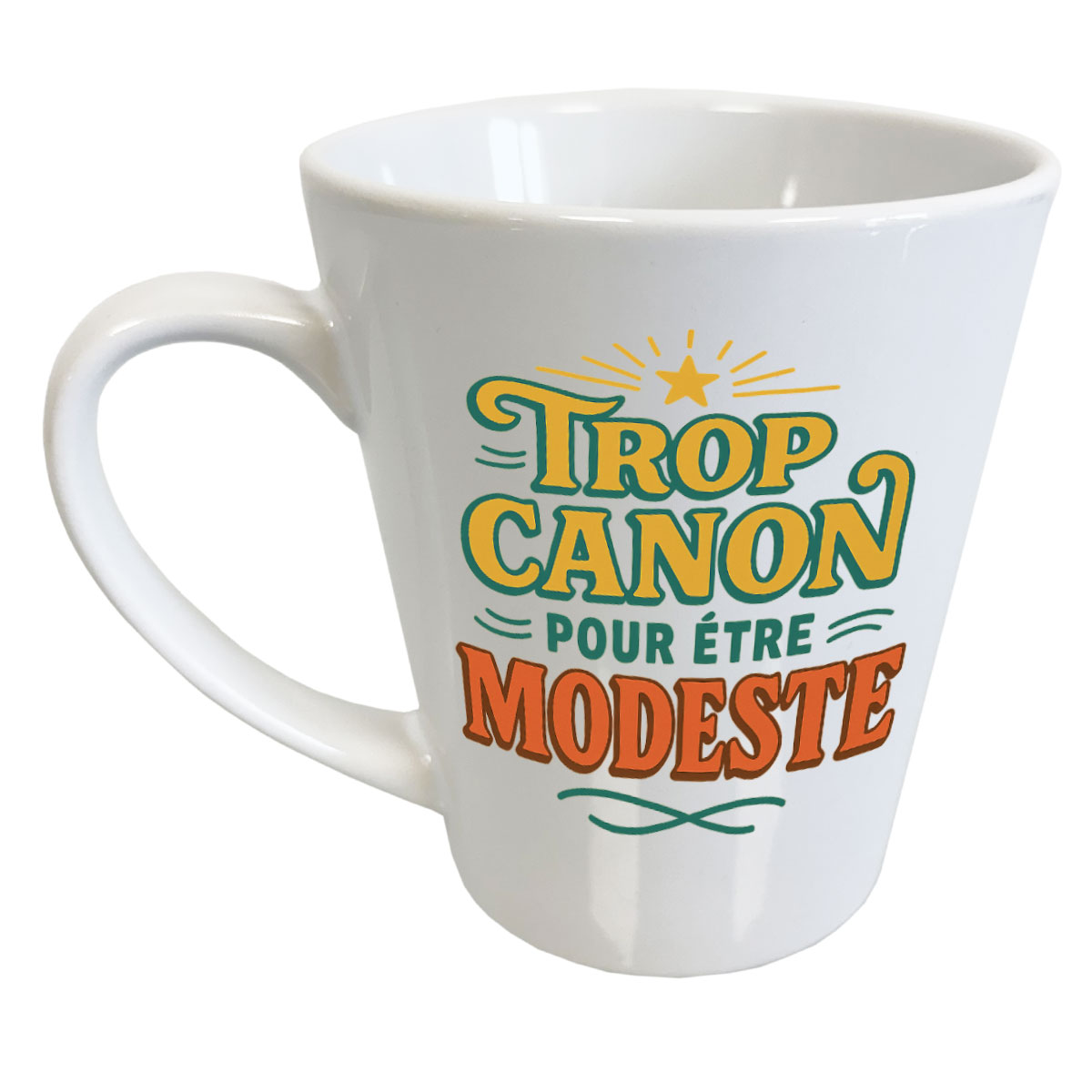 Mug Conique Trop canon pour tre modeste  CBKration 320 ml