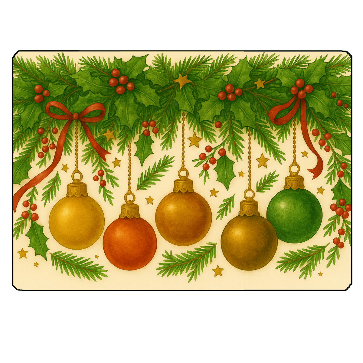 Planche  dcouper Nol  Boules et feuillage  28,5  20 cm