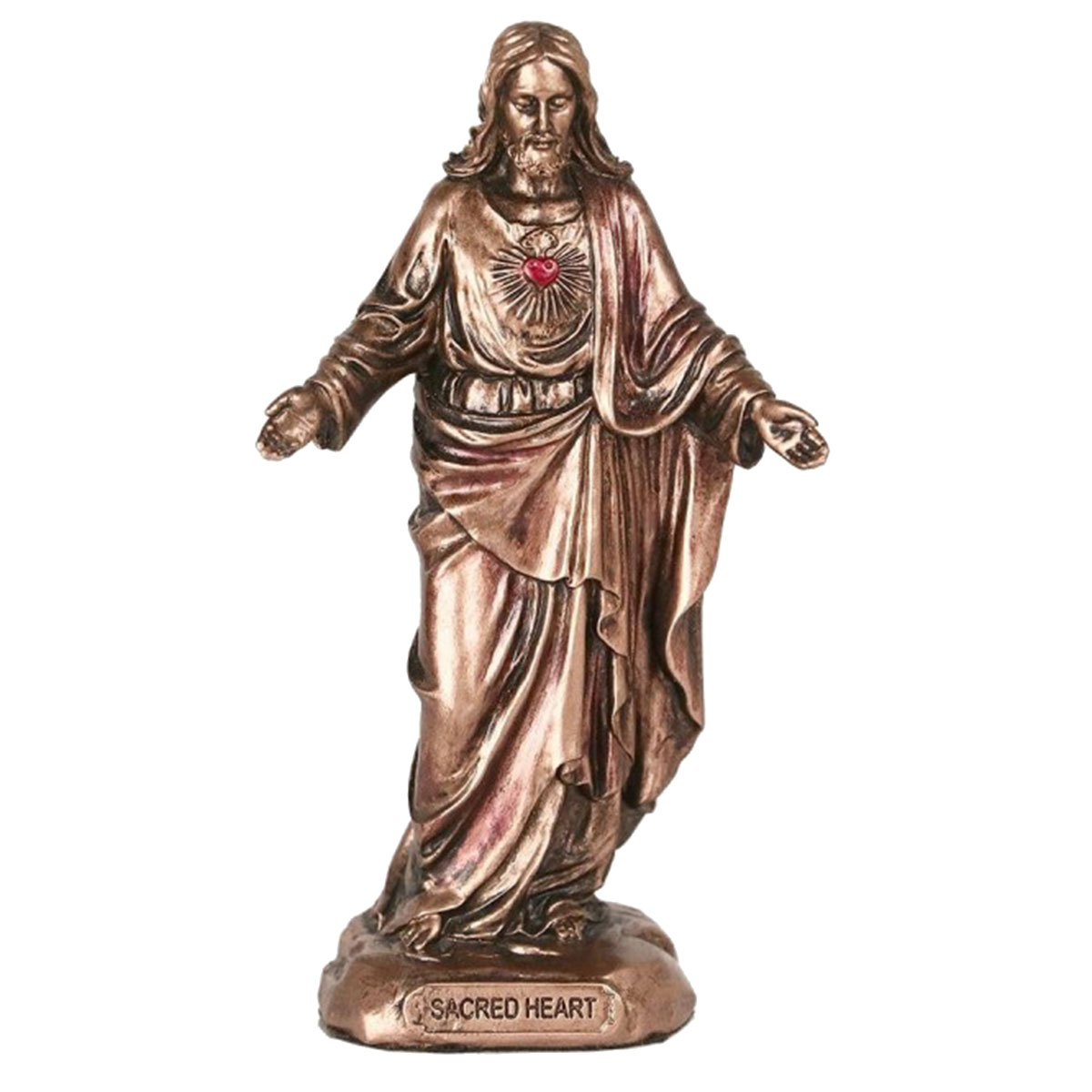 Petite statue du Sacr�-C�ur de J�sus en bronze coul� � froid