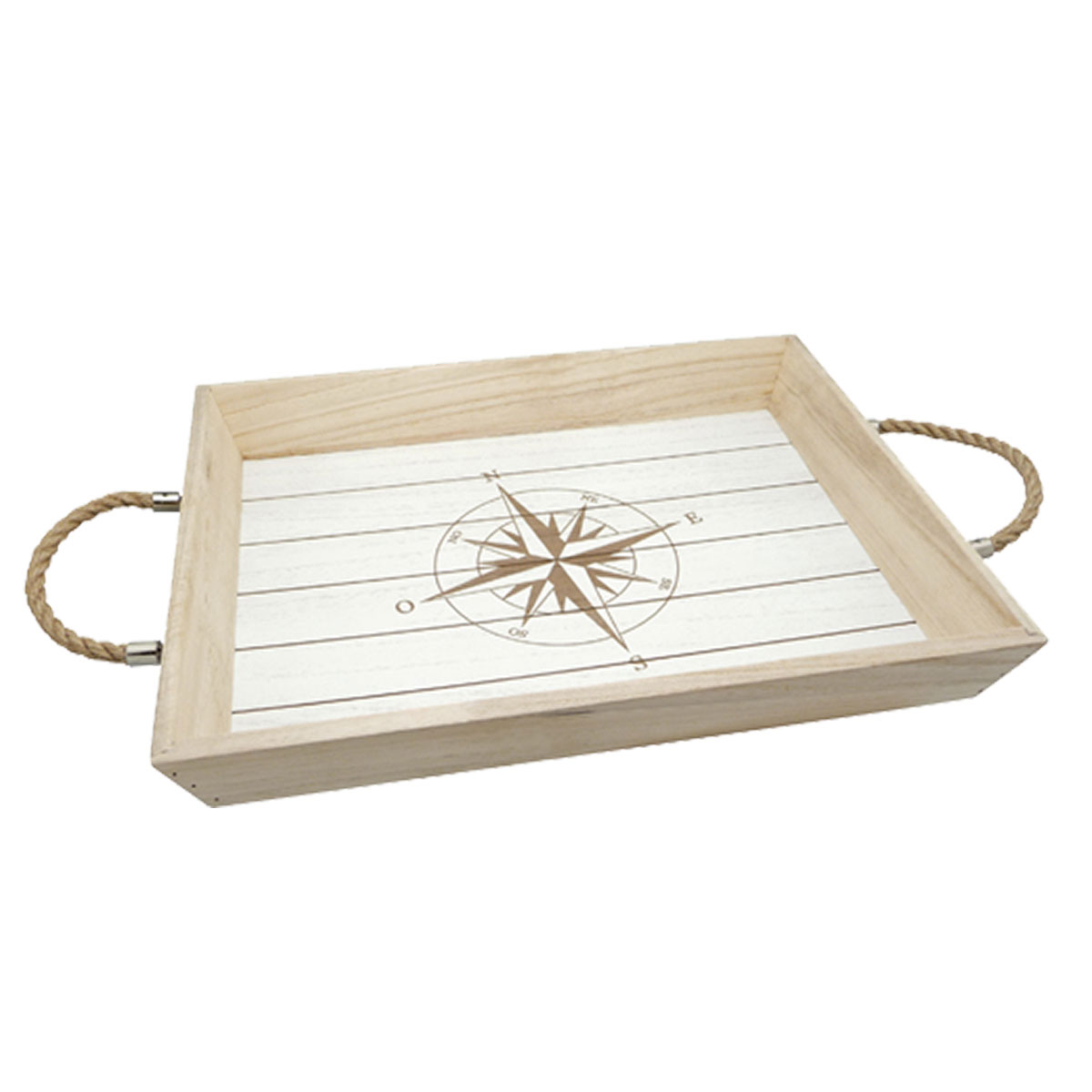 Grand plateau en bois motif rose des vents  41 x 32 cm