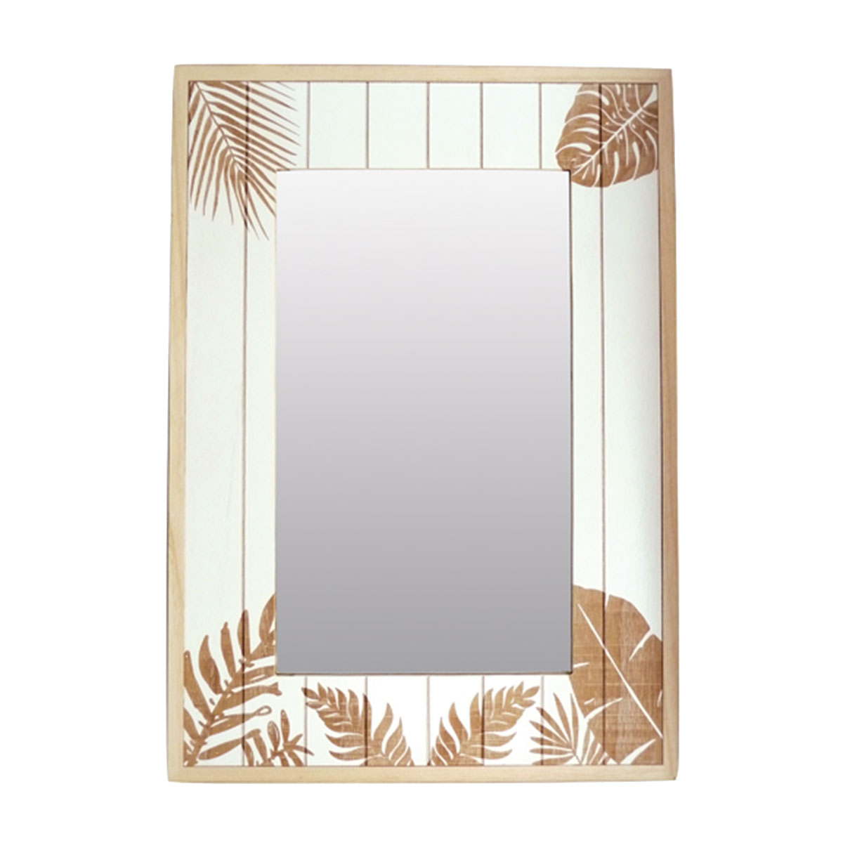 Miroir rectangulaire en bois motif feuillage  48 x 34 cm