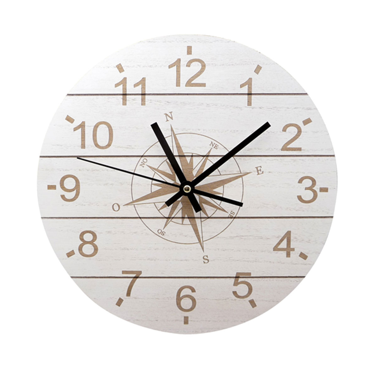 Horloge ronde en bois motif rose des vents  30 cm