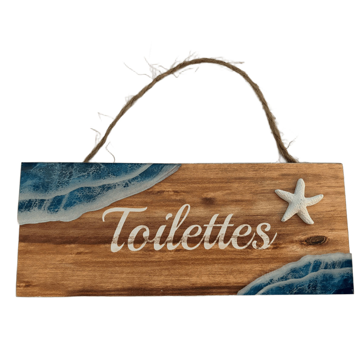 Plaque de porte Toilettes style bord de mer
