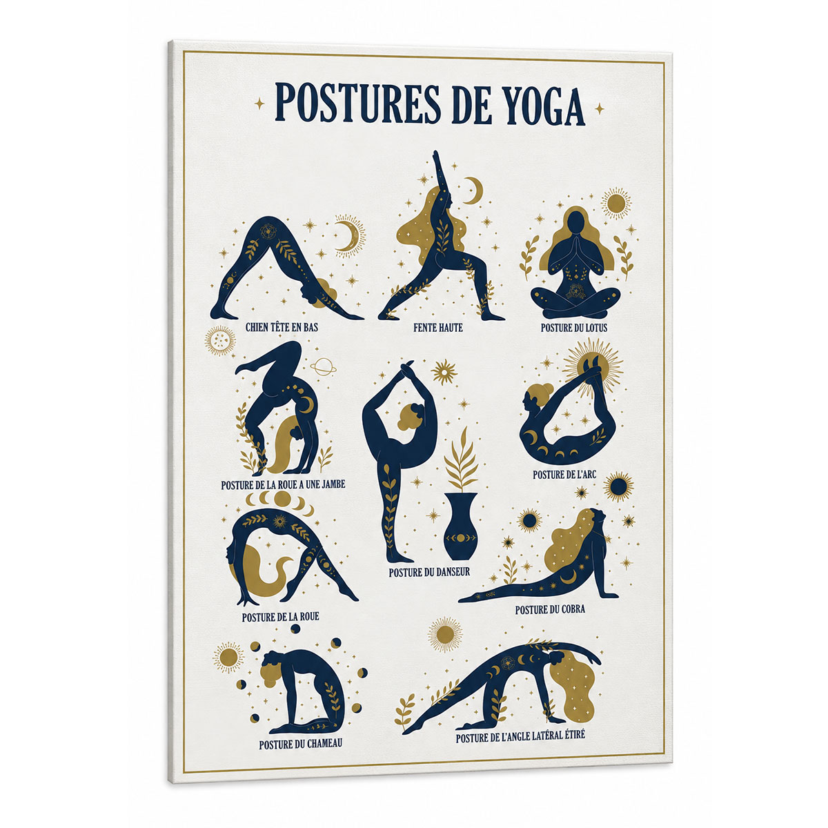 Cadre postures de yoga en toile imprim�e 40 x 60 cm