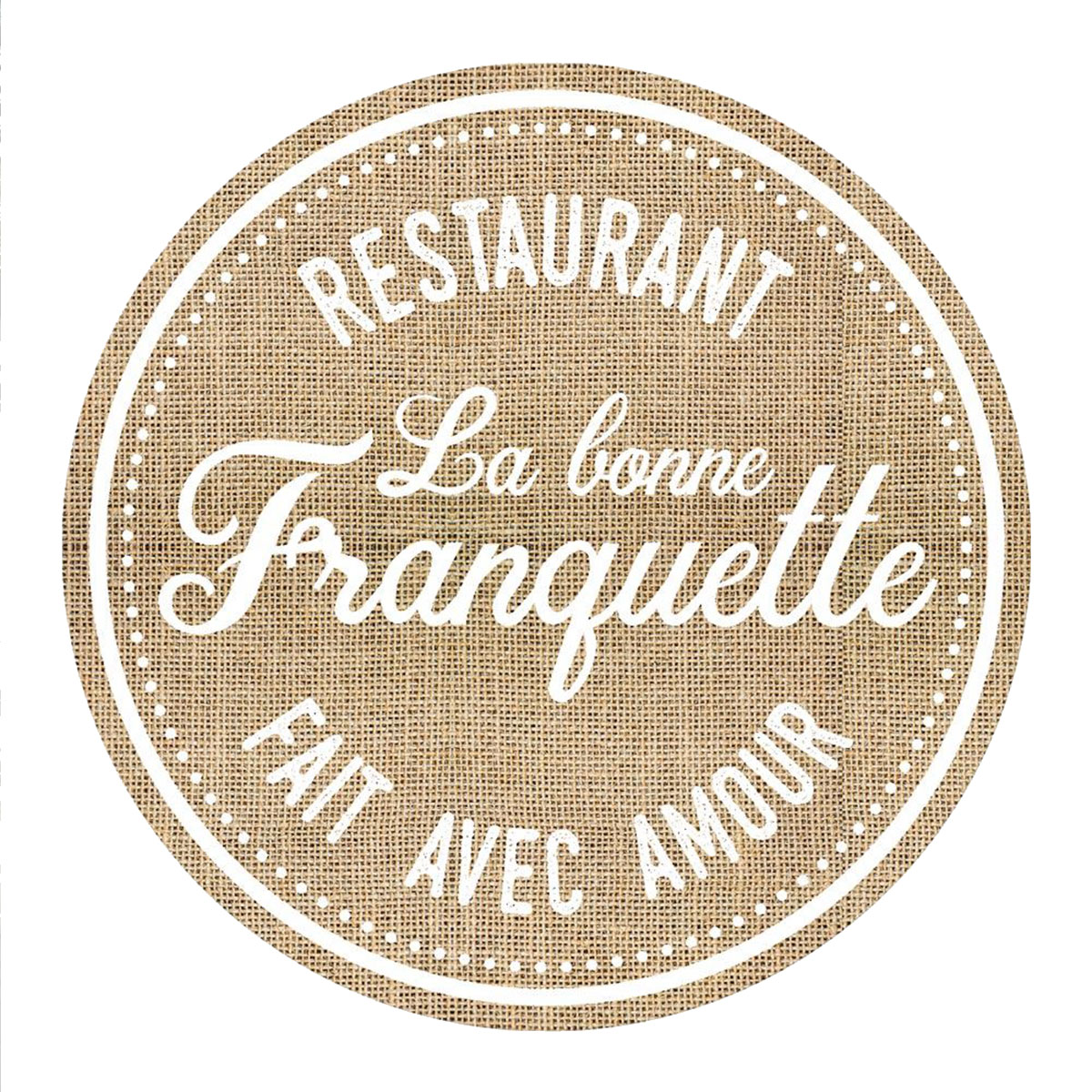 Set de table rond La bonne franquette en toile de jute