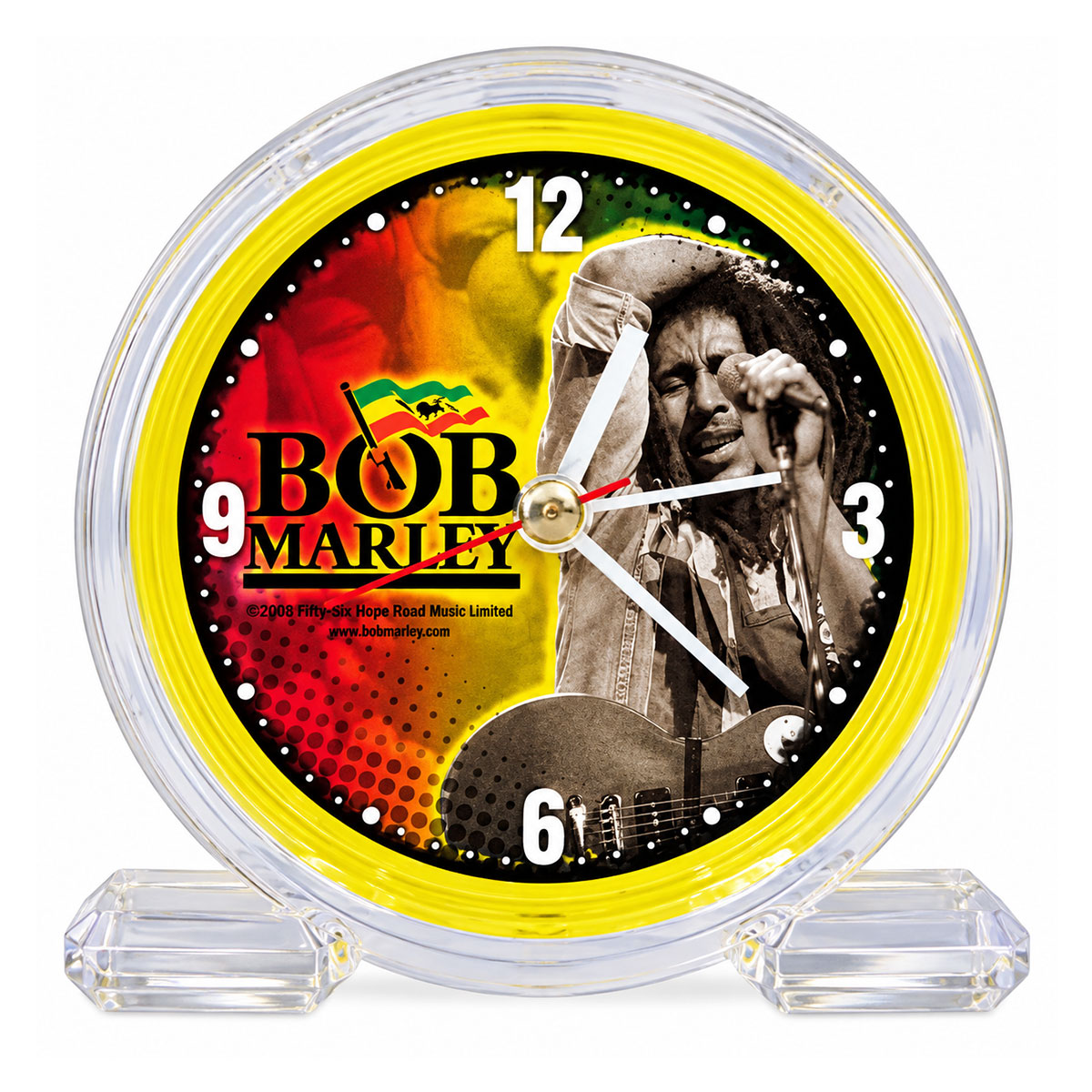 R�veil Bob Marley jaune en PVC 8,5 cm