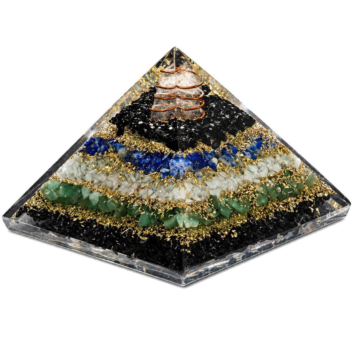 Pyramide Orgonite en r�sine et pierres naturelles