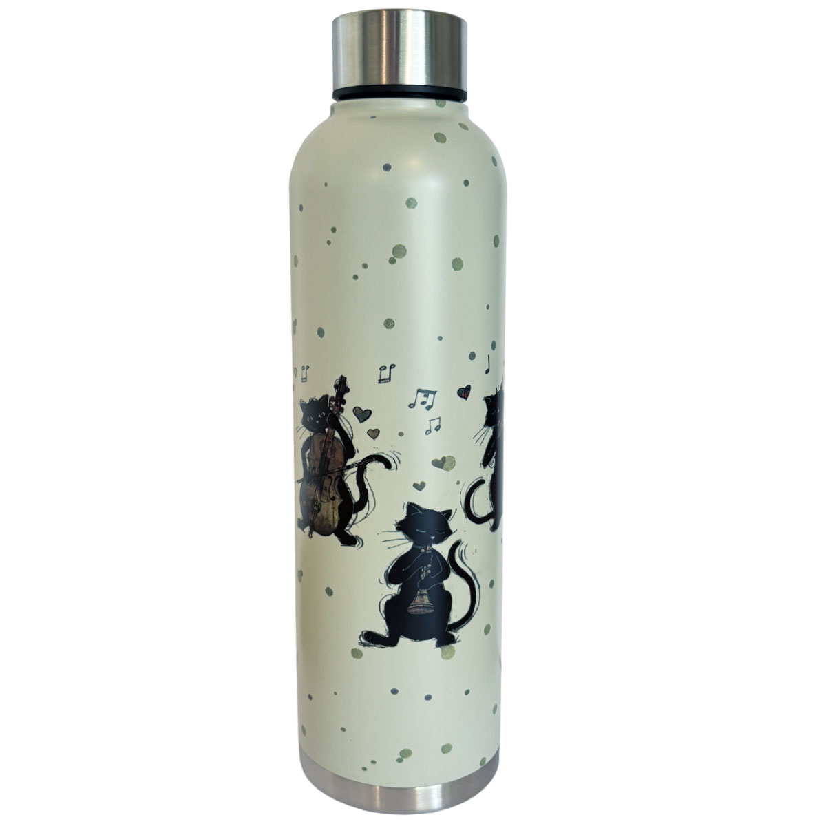 Bouteille isotherme beige en inox Chat Musicien  750 ml