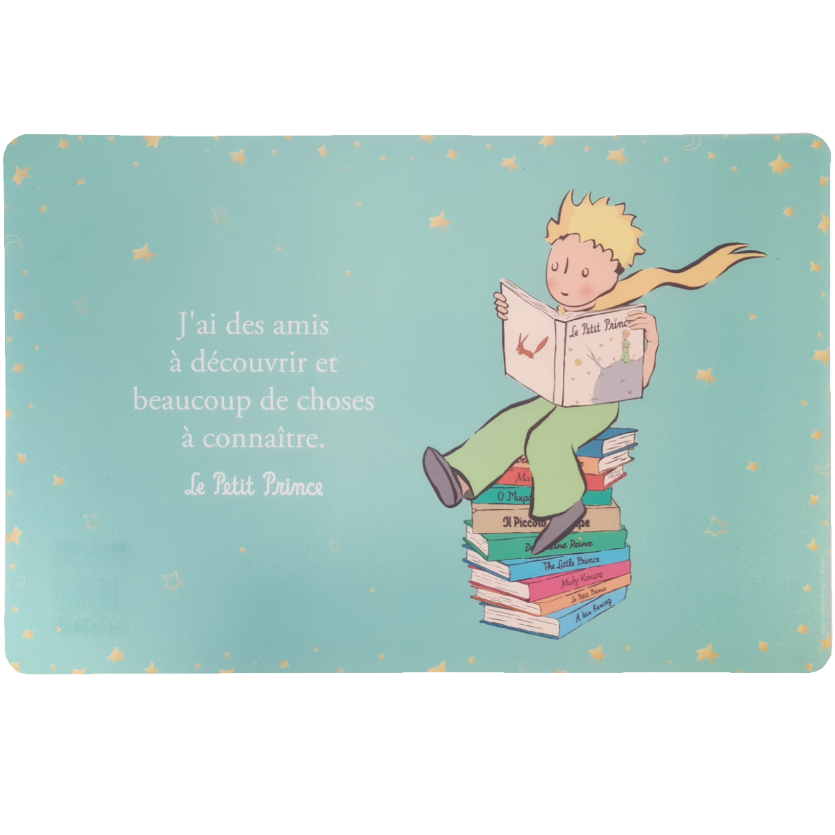 Set de table Vert Le Petit Prince  Assis sur une Pile de Livres