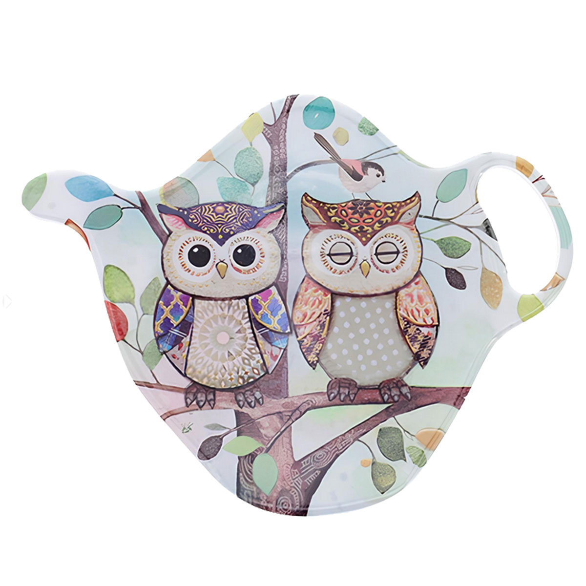 Repose-sachet de th en mlamine  Couple de chouettes
