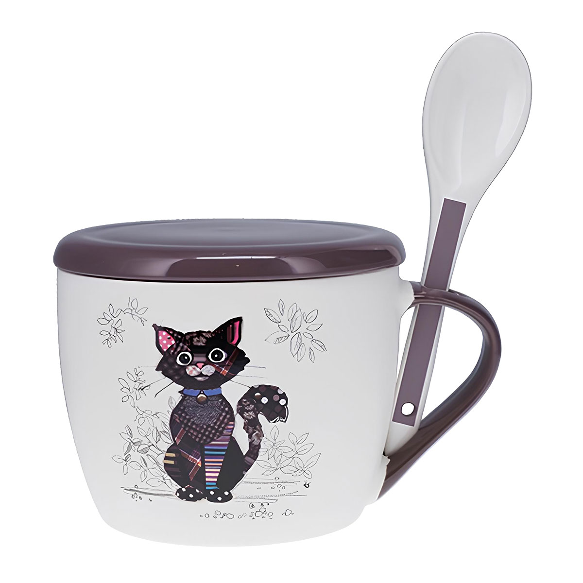 Bol  soupe chat noir Kook  650 ml avec couvercle et cuillre
