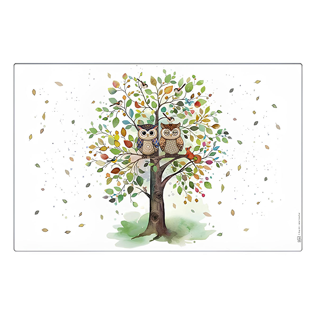 Set de table couple de chouettes dans un arbre