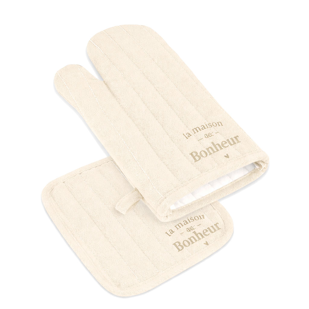 Set gant et manique de cuisine la maison du bonheur