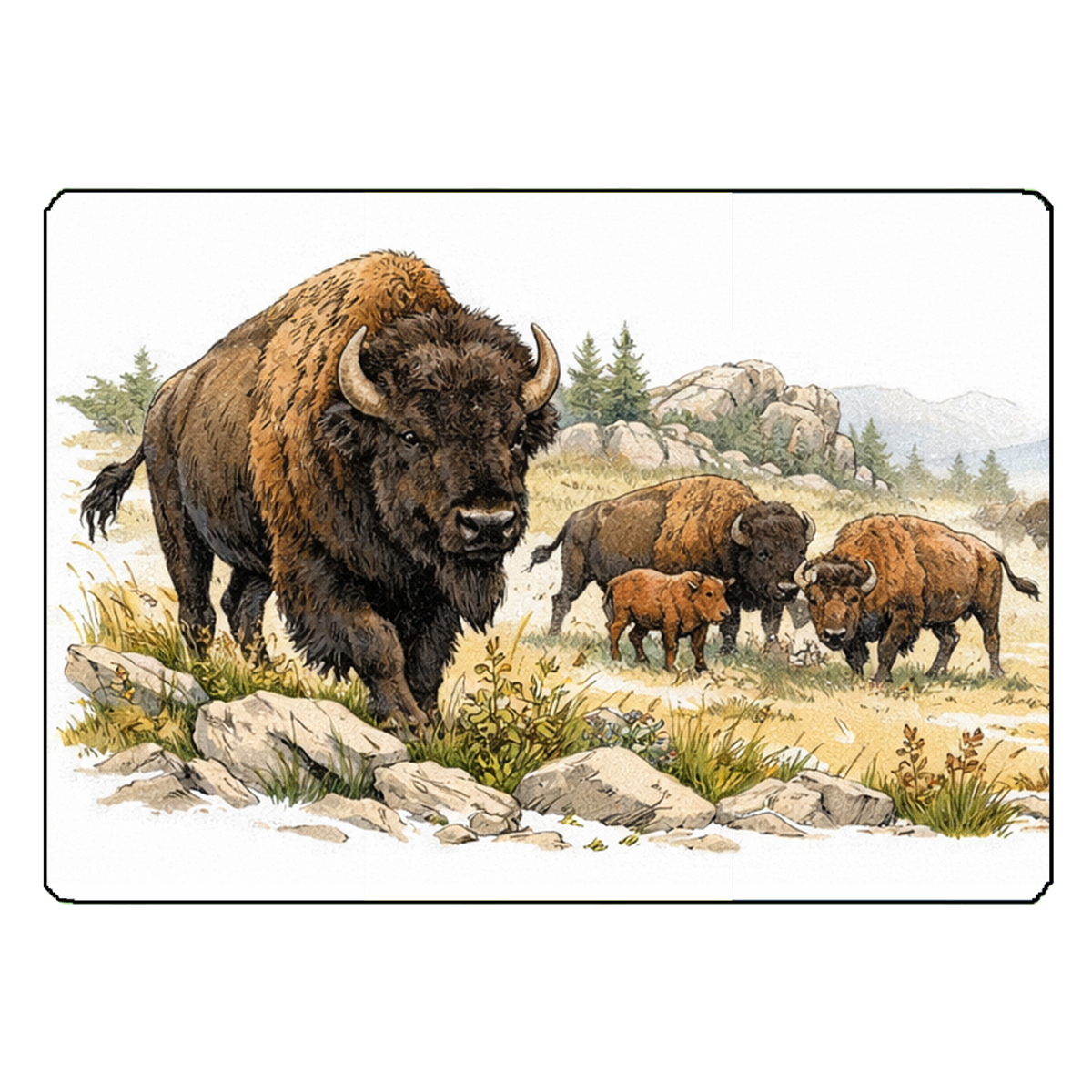 Planche � d�couper en verre bisons 28,5 � 20 cm