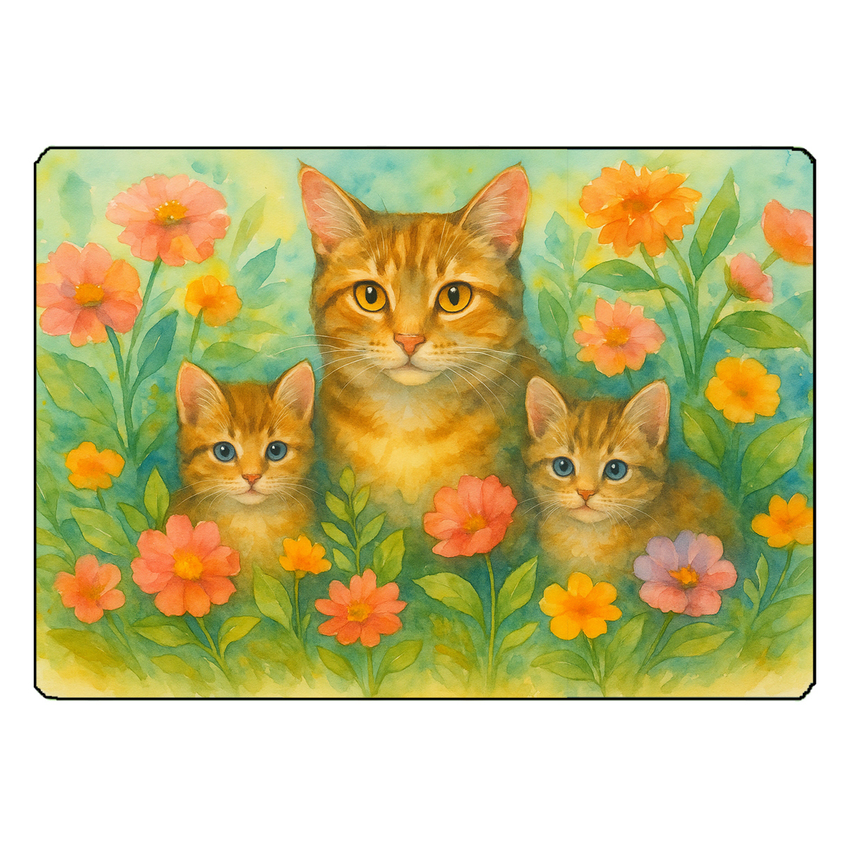 Planche � d�couper en verre chats fleurs 28,5 � 20 cm