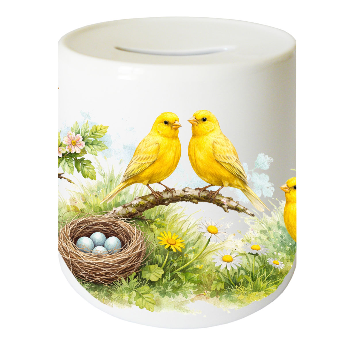 Tirelire Canaris en c�ramique 9,5 cm