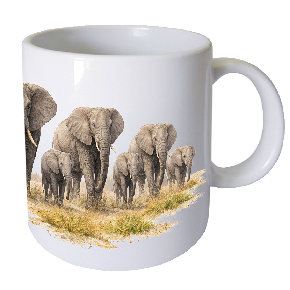 Mug en c�ramique �  El�phants dans la savane � Cbkr�ation