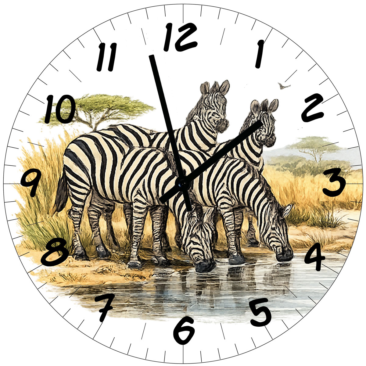 Horloge murale en verre z�bres 29 cm