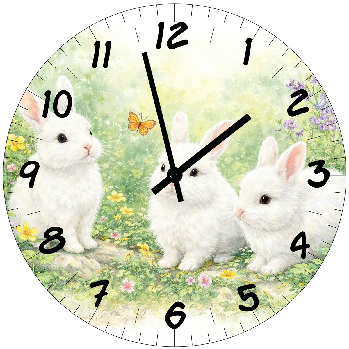 Horloge murale en verre lapins 29 cm