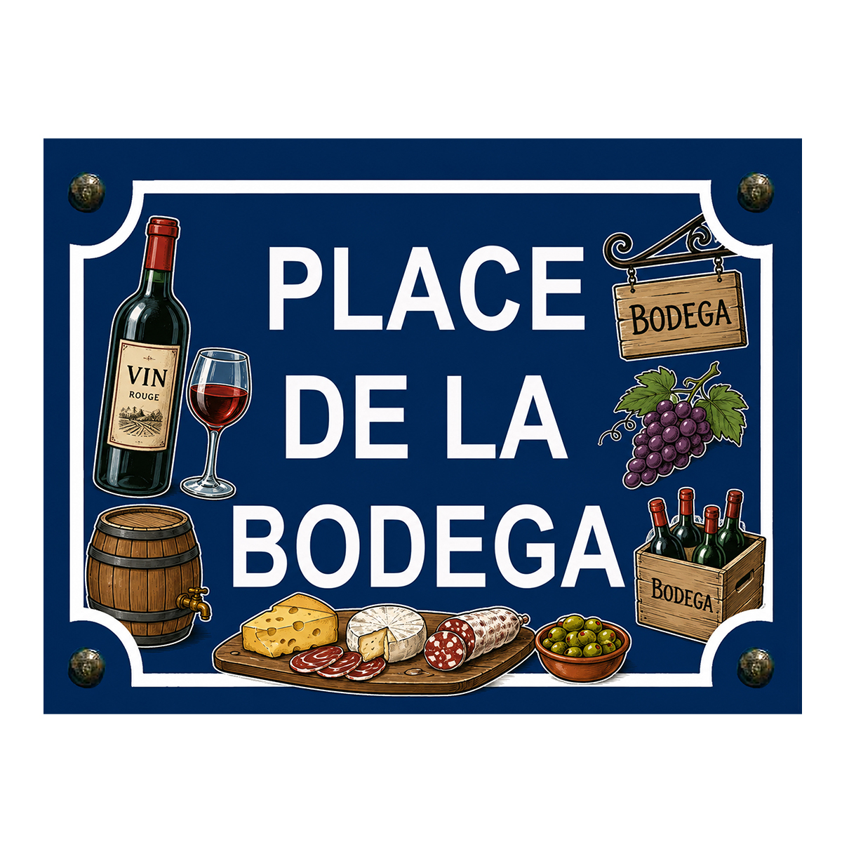 Plaque m�tal place de la Bod�ga � 20 x 15 cm