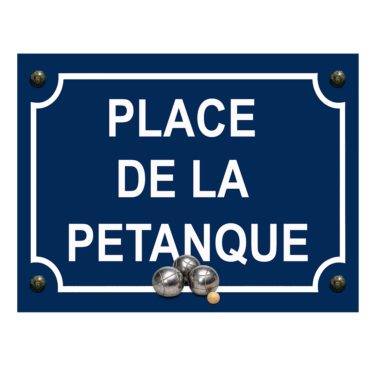 Plaque m�tal place de la p�tanque � 20 x 15 cm