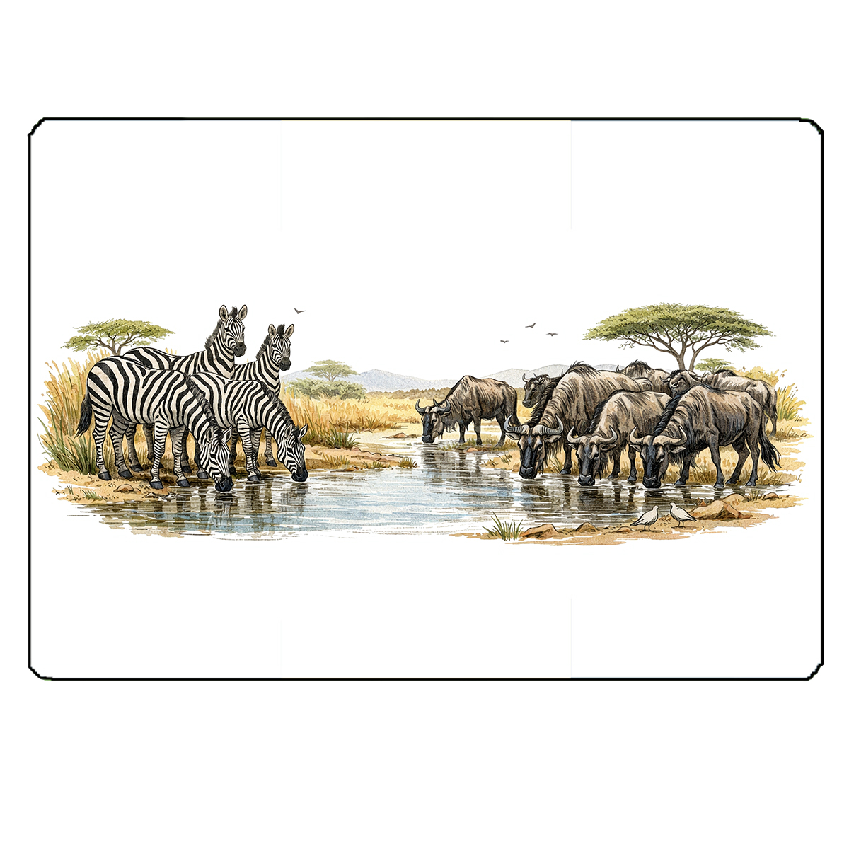 Planche � d�couper en verre z�bres et les gnous 28,5 � 20 cm
