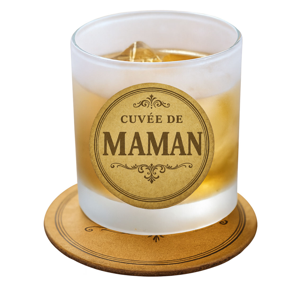 Verre cuv�e de Maman avec sous-verre assorti