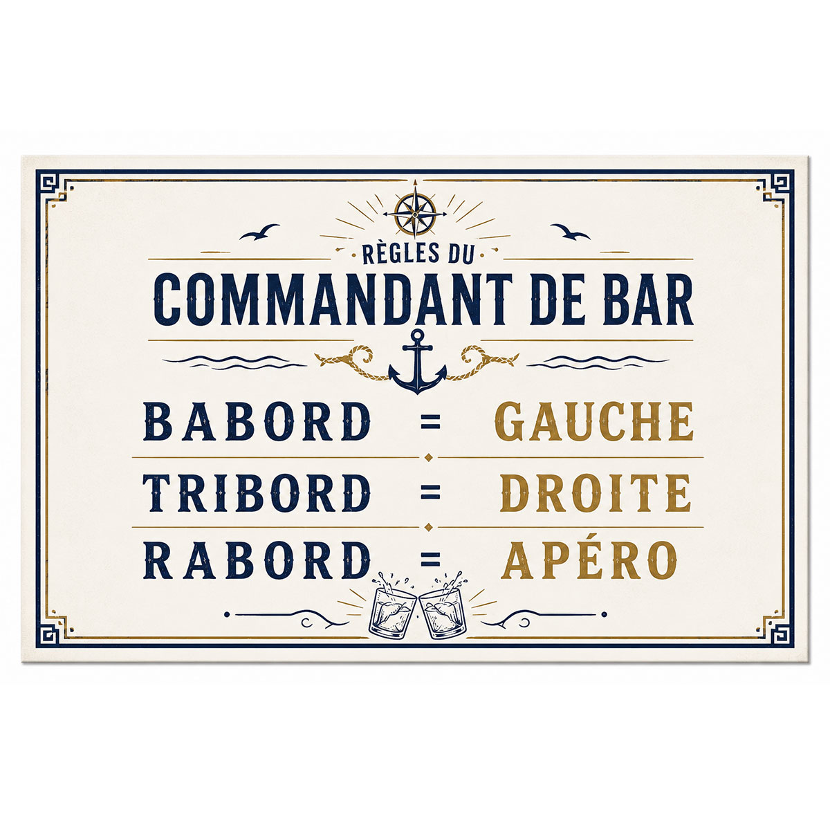 Plaque m�tal vintage Commandant de Bar 30,5 x 20 cm
