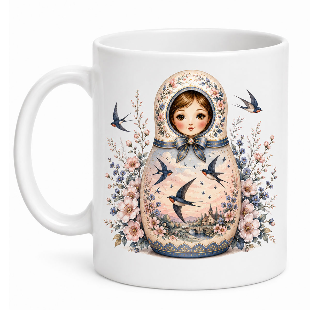 Mug poup�e russe hirondelles 350 ml