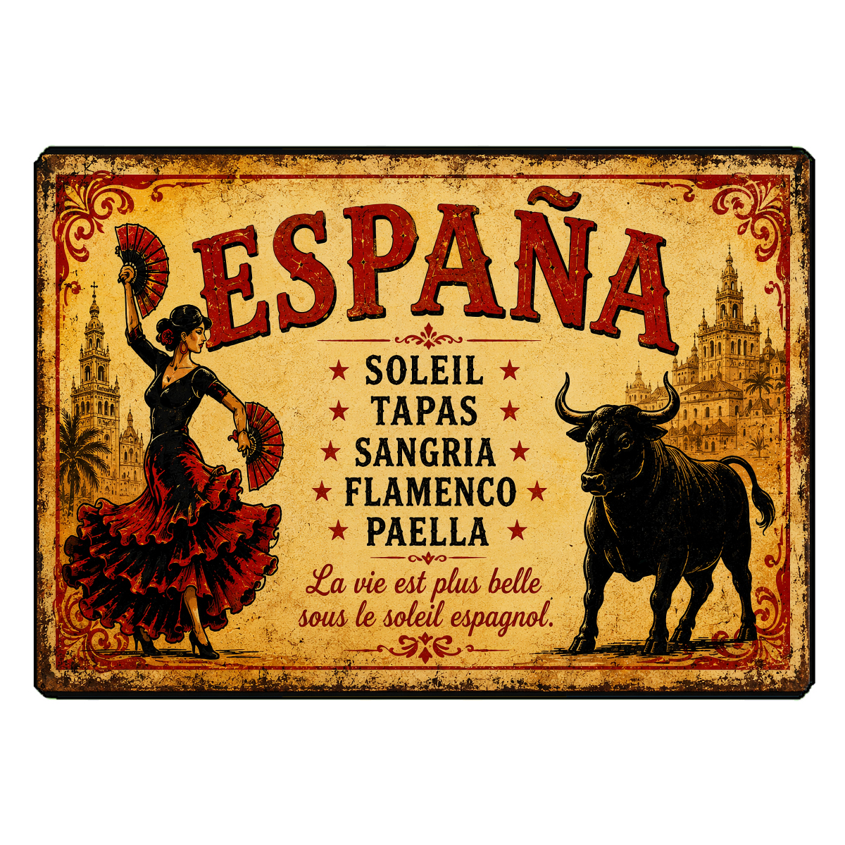 Planche � d�couper Espa�a flamenco et taureau 29 x 20 cm