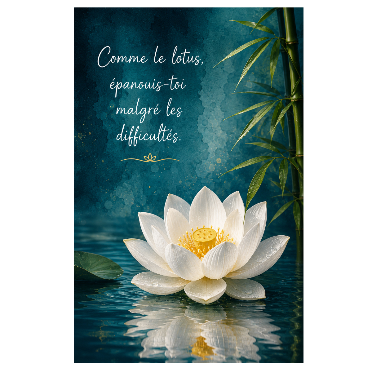 Plaque m�tal zen respiration et orchid�e � d�coration bien-�tre