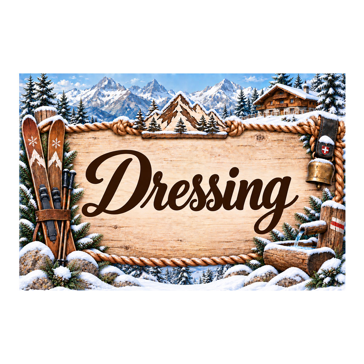 Plaque m�tal Dressing � d�coration montagne chalet et ski