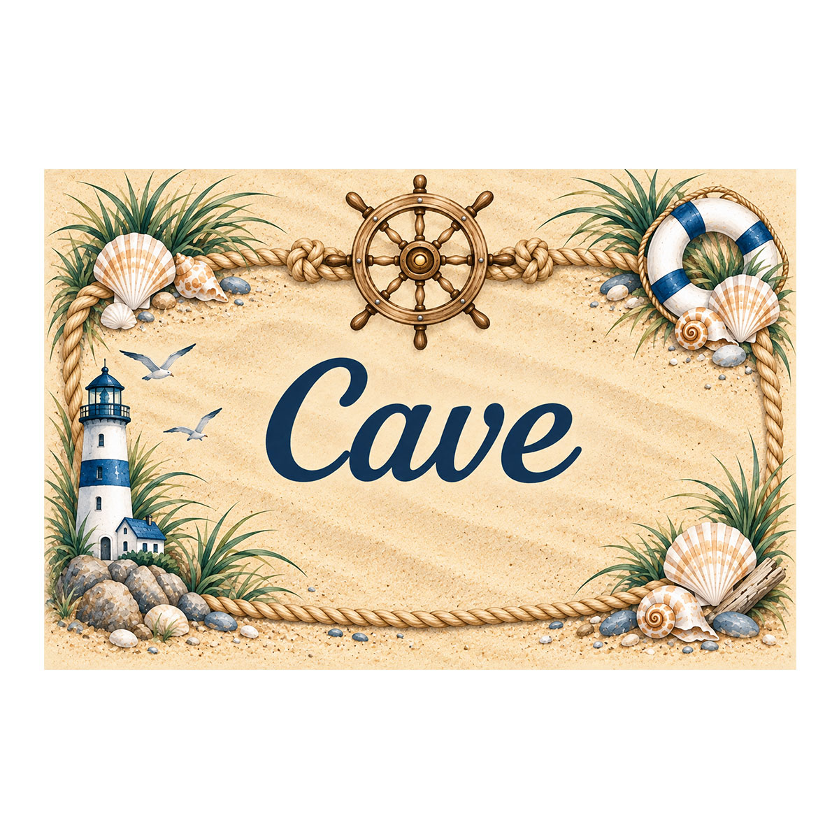 Plaque Cave marine bord de mer en aluminium 20 � 15 cm