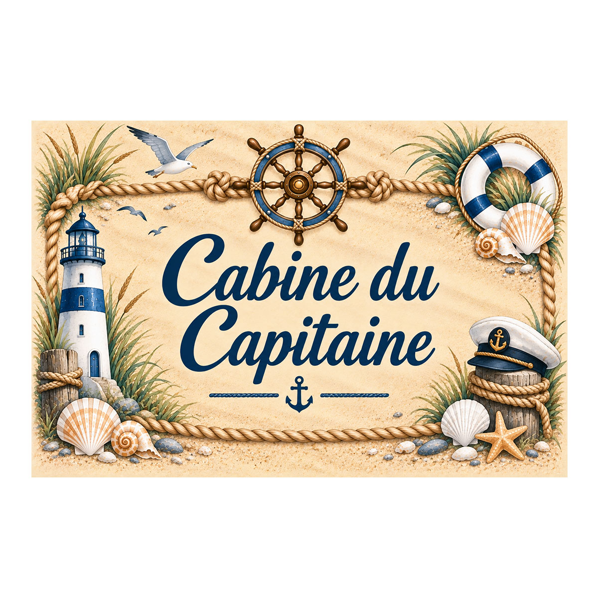 Plaque Cabine du Capitaine marine en aluminium 20 � 15 cm