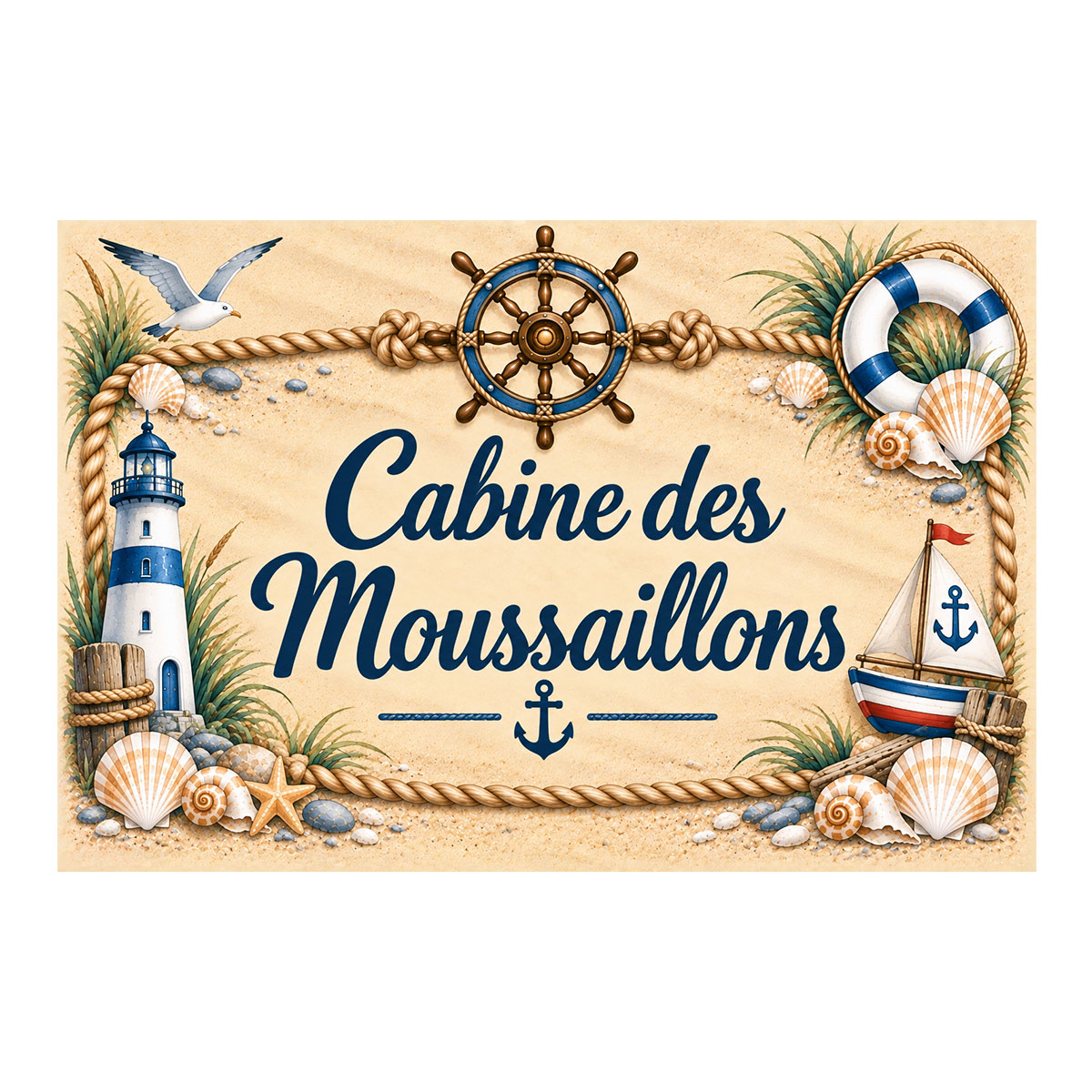 Plaque Cabine des moussaillons marine 20 � 15 cm