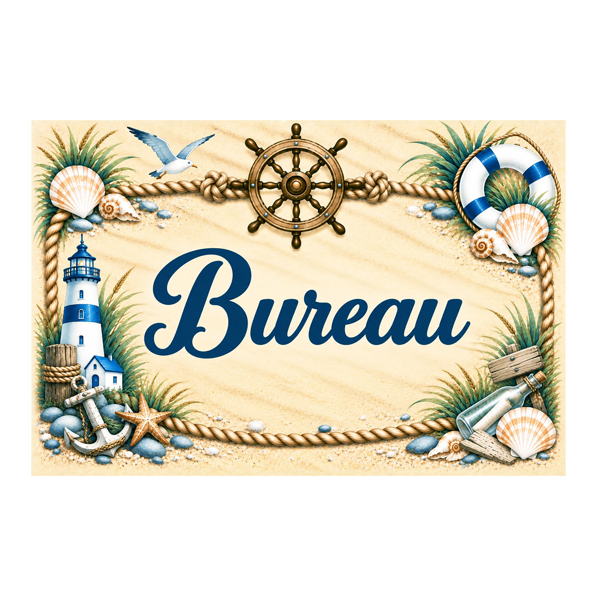 Plaque m�tal Bureau � d�coration marine phare et bord de mer