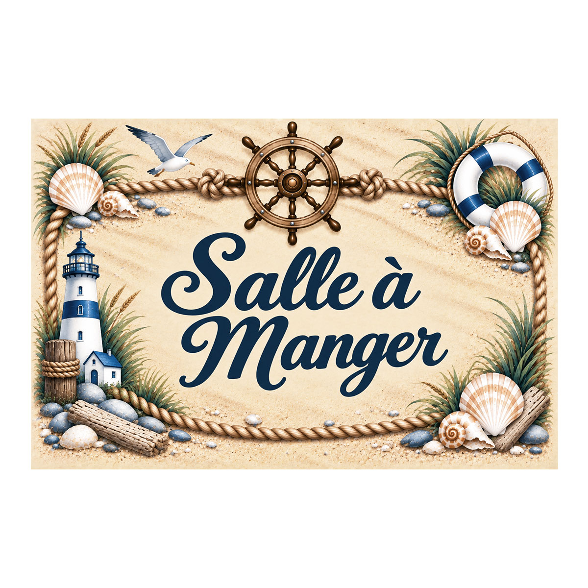 Plaque Salle � manger marine � d�coration bord de mer 20 � 15 cm