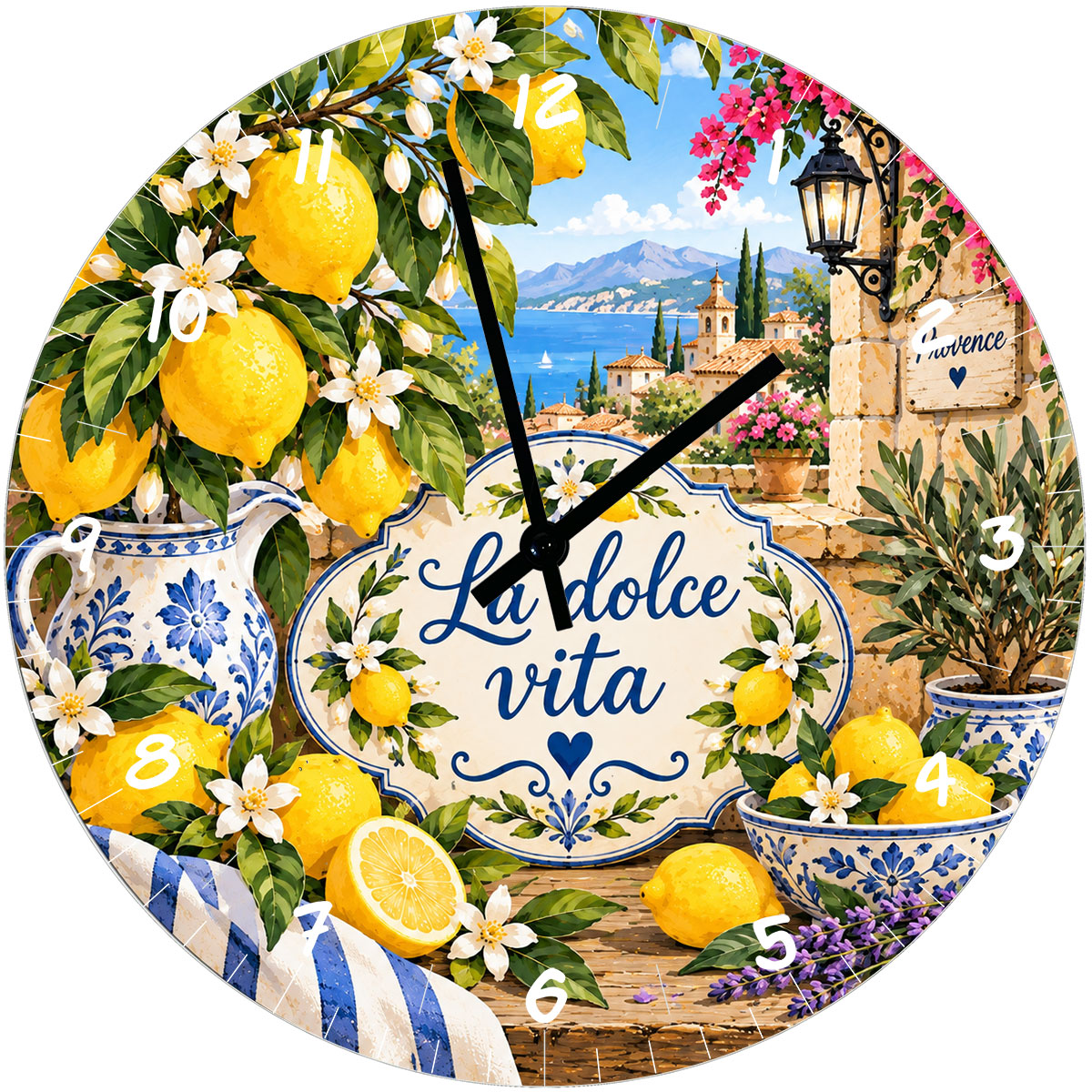 Horloge citron Provence en verre 29 cm � La dolce vita